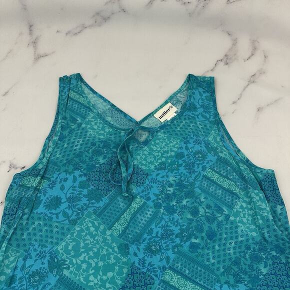 Millers Womens Vintage Y2k Maxi Dress Size 16 Blue Green Patchwork Floral - Picture 2 of 9